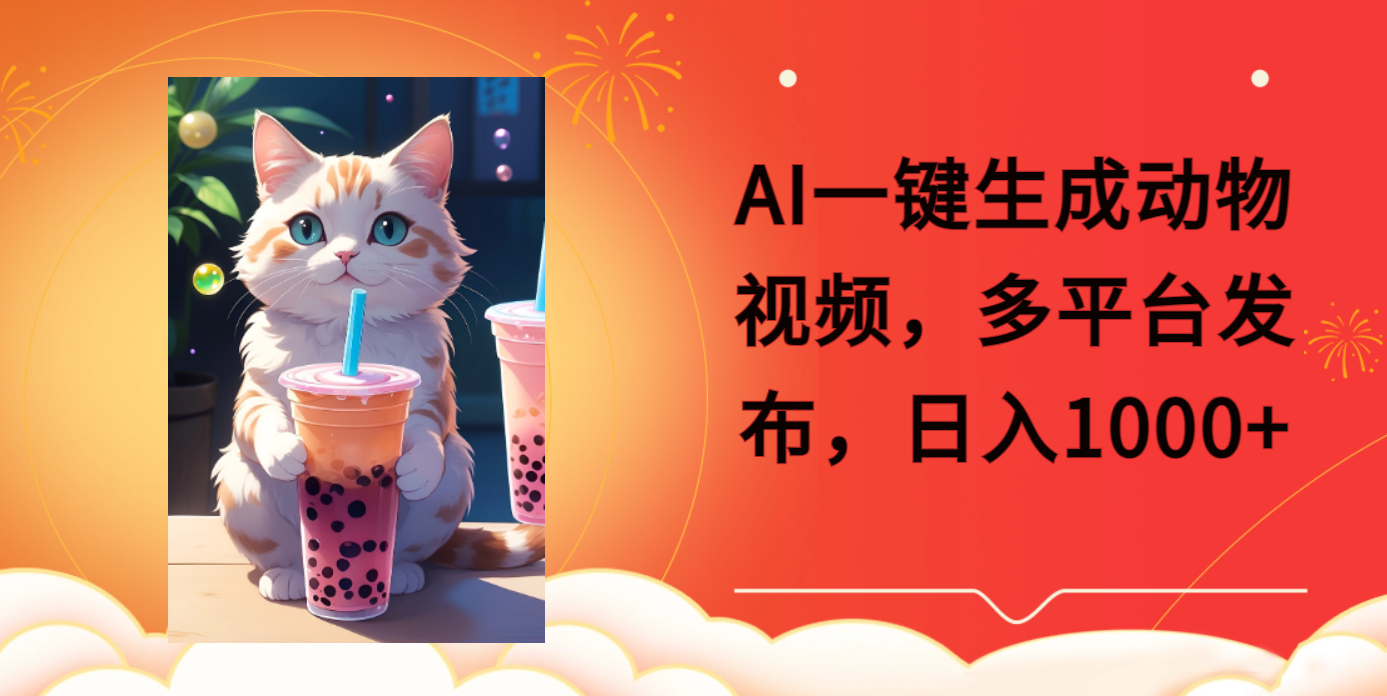 AI一键生成动物搞笑视频，多平台发布，轻松破千万播放，日入2000+