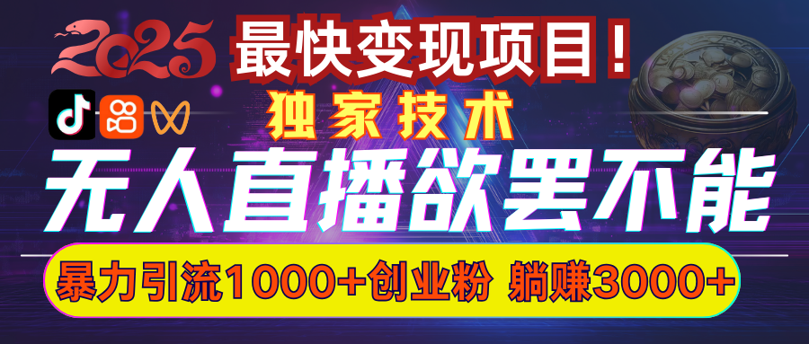 欲罢不能的无人直播引流，超暴力日引流1000+高质量精准创业粉