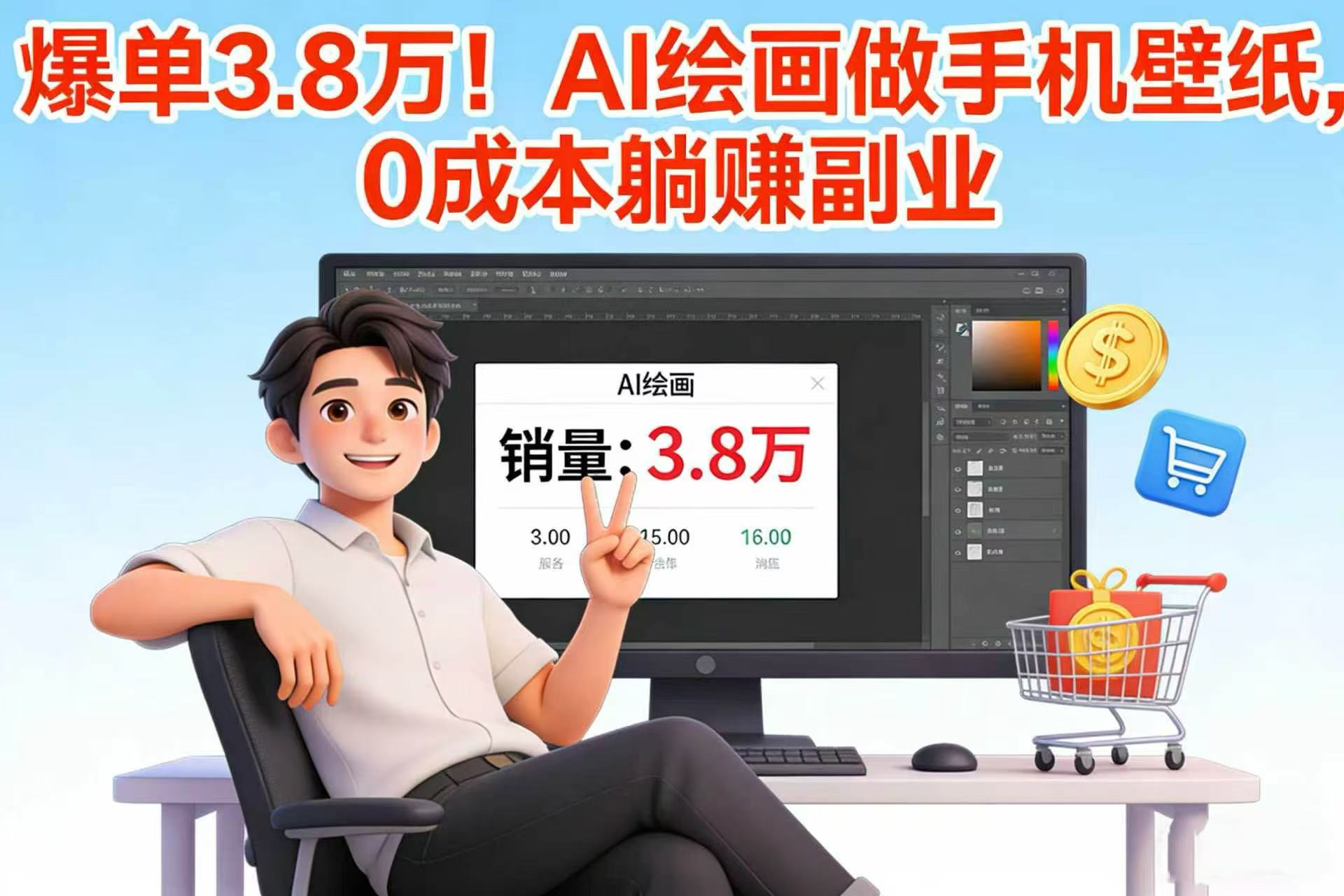 爆单 3.8 万！AI 绘画做手机壁纸，0 成本躺赚副业